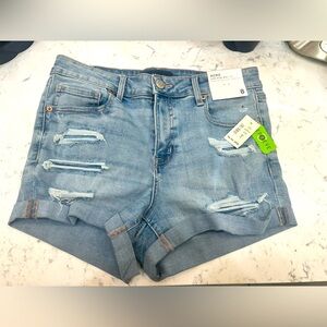 AE Women's Distressed Denim Shorts - Light Blue